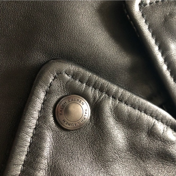 NWOT Polo Ralph Lauren Black Cow Hide Biker Leather Jacket - Picture 9 of 16